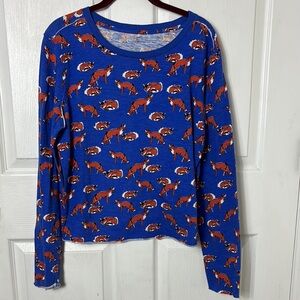 Blue Fox Print Women's Top